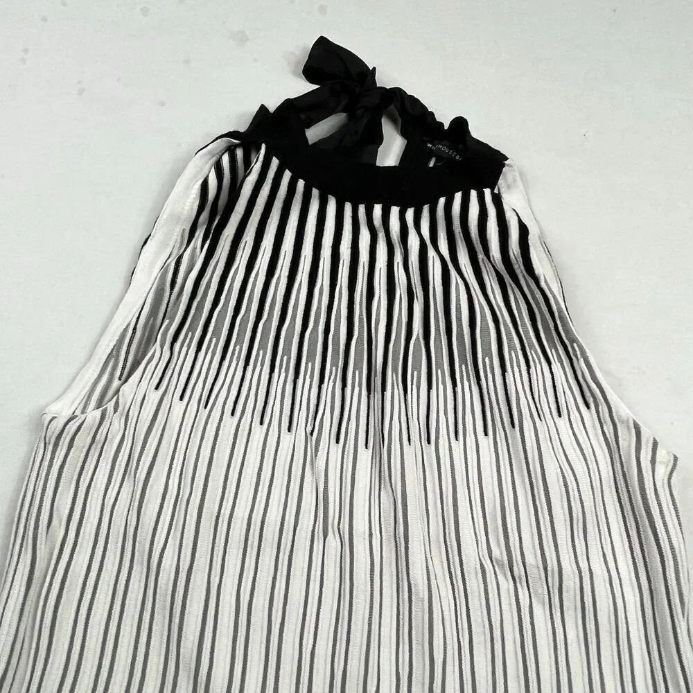 White House Black Market Halter Neck Top Striped Breathable Layering Blouse S - Picture 3 of 10